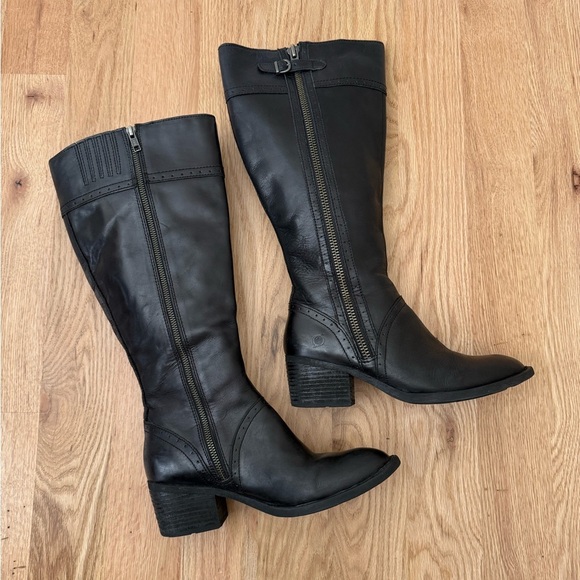 Born Leather Black Knee High Boots Size 7.5 - Picture 12 of 13